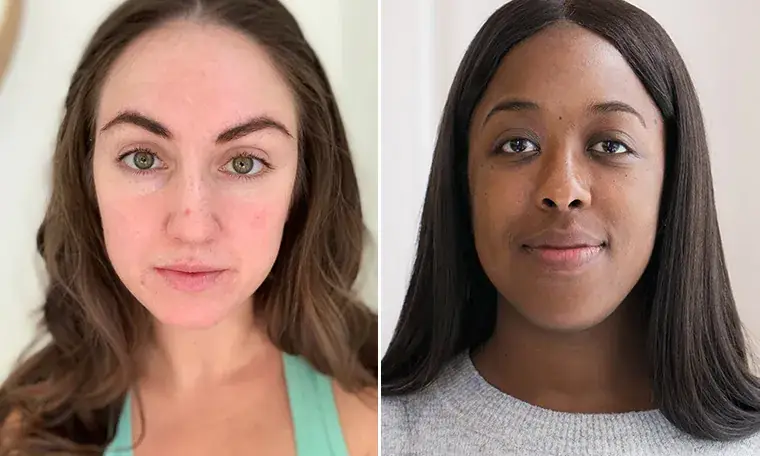 What This Innovative Vitamin C Powder’s Brightening Effects Look Like on Two Different Skin Tones Illustrations